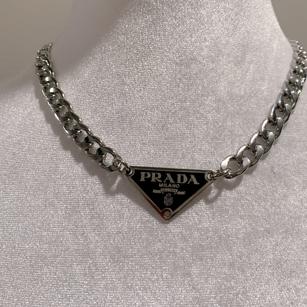 Prada Silver Chain with Logo Emblem - Picture 2 of 6